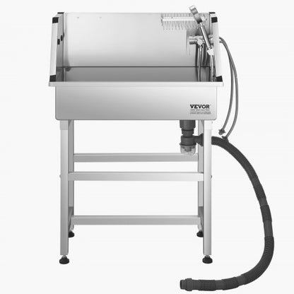 86.4 cm Stainless Steel Dog Grooming Tub with Pet Faucet | EU