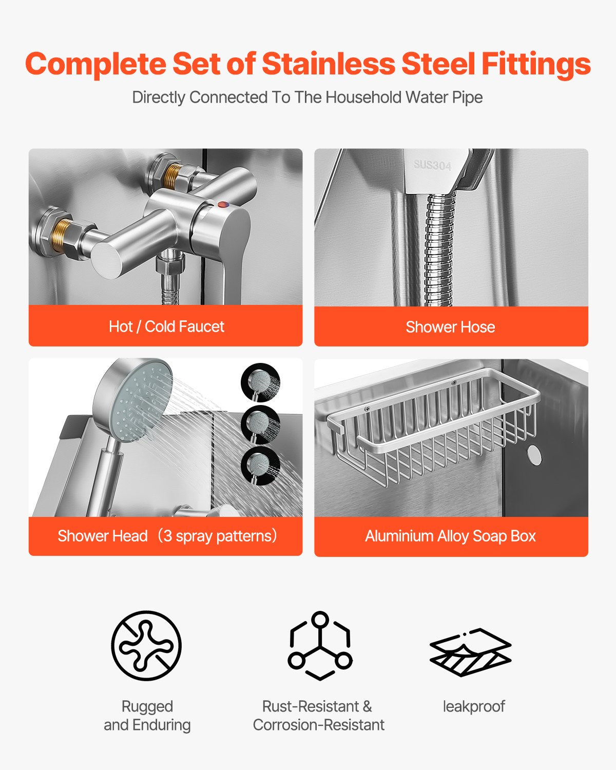 34 Inch Stainless Steel Dog Washing Station, Pet Grooming Tub with Hot & Cold Faucet, Showerhead, Storage Rack, No-Bend All-in-One Bathtub, Home Wash Sink, Fits Small Cats and Dogs