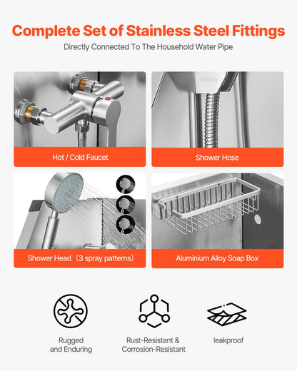 34 Inch Stainless Steel Dog Washing Station, Pet Grooming Tub with Hot & Cold Faucet, Showerhead, Storage Rack, No-Bend All-in-One Bathtub, Home Wash Sink, Fits Small Cats and Dogs