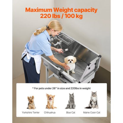 86,4 cm badkar för hundtrimning i rostfritt stål med trappor, kran, duschmunstycke |  EU