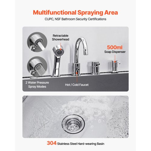 127 cm badkar för hundtrimning i rostfritt stål med ramp och duschmunstycke |  EU