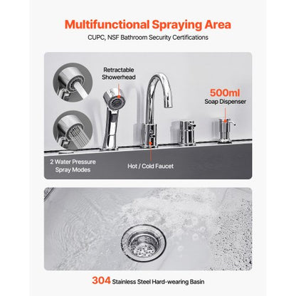 127 cm badkar för hundtrimning i rostfritt stål med ramp och duschmunstycke |  EU