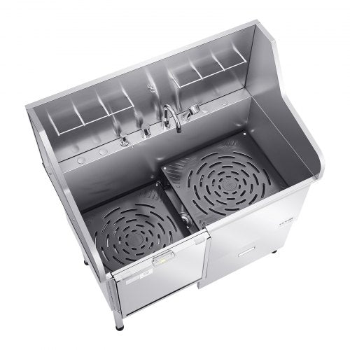 127 cm badkar för hundtrimning i rostfritt stål med ramp, kran, vänster dörr |  EU