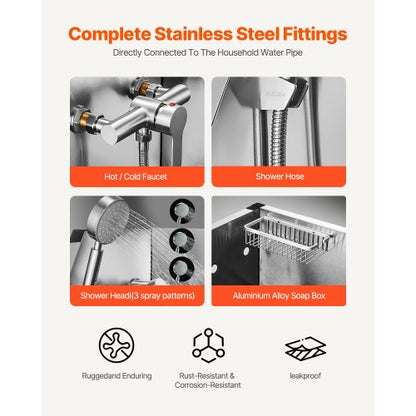 127 cm stainless steel dog grooming tub with steps, water filter | EU