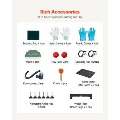 157.5 cm stainless steel dog grooming tub with steps, water filter, left