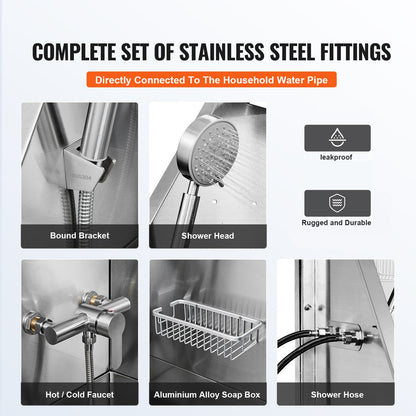 1,57 m lange Hundebadestation mit Treppe, professionelle Hundepflegebadewanne aus Edelstahl mit Seifenkiste, Wasserhahn, reichhaltigem Zubehör, Badewanne für große, mittelgroße und kleine Haustiere, Waschbecken für zu Hause (links)