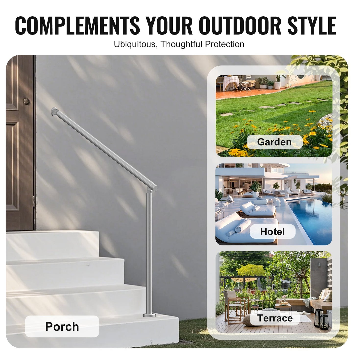 39,4 tum 100 cm ledstänger för utomhustrappor för verandadäck rostfritt stål