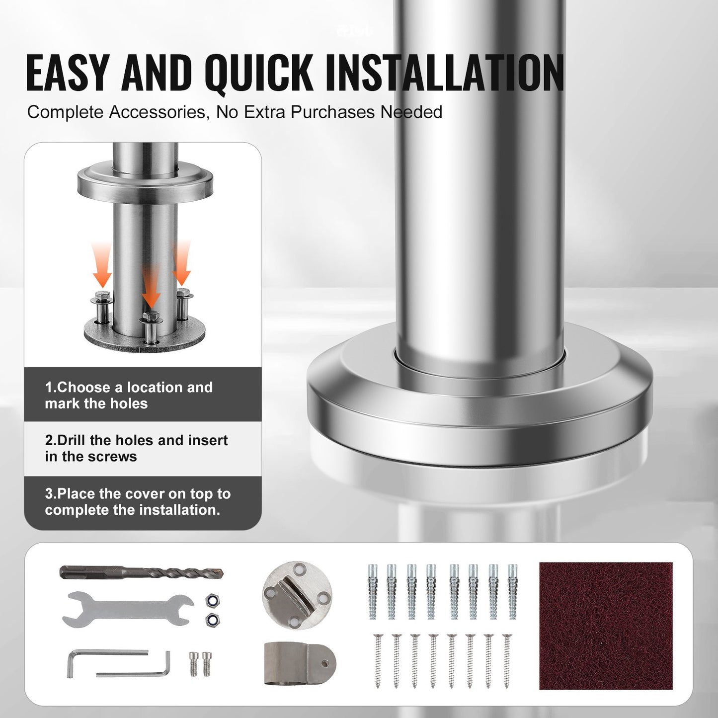 47.3 inch 120 cm outdoor stair handrails for porch deck stainless steel