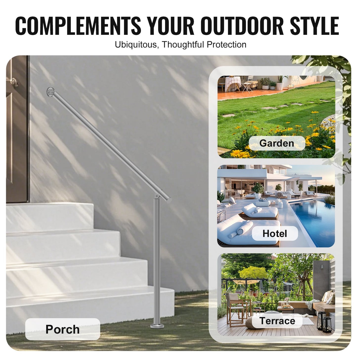 47.3 inch 120 cm outdoor stair handrails for porch deck stainless steel