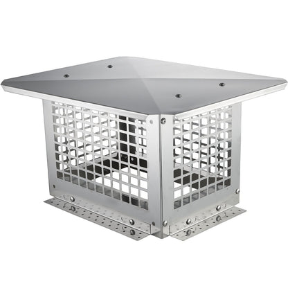 Chimney cap 330.2 x 228.6 mm, 304 stainless steel chimney cap, not easy to collapse &amp; practical accessories &amp; easy installation, fits mesh duct caps outside clay pipe shingles, silver