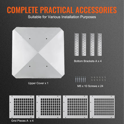 Chimney cap 228.6 x 228.6 mm, 304 stainless steel chimney cap, not easy to collapse &amp; practical accessories &amp; easy installation, fits mesh chimney cover outside clay smoke pipe, silver