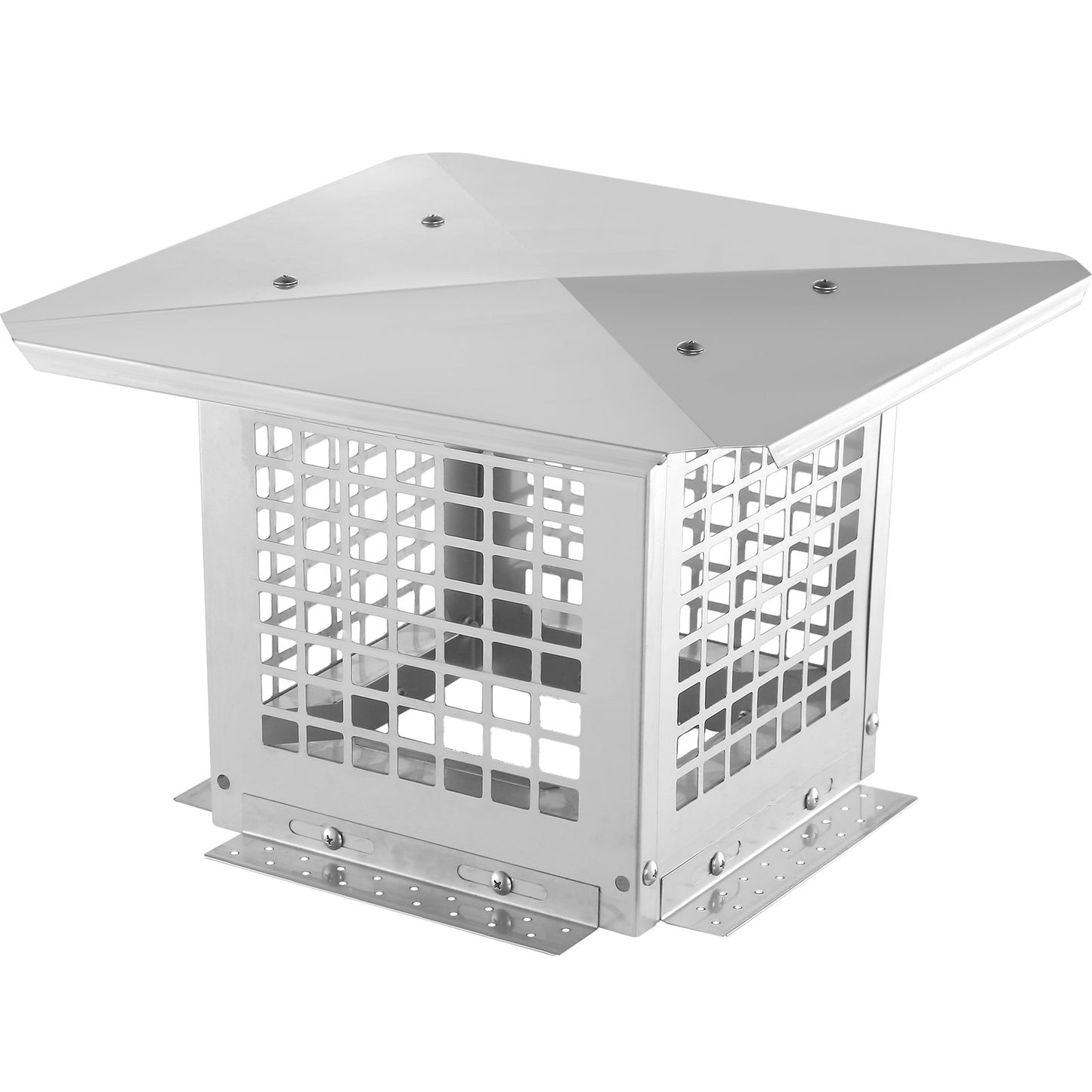 Chimney cap 228.6 x 228.6 mm, 304 stainless steel chimney cap, not easy to collapse &amp; practical accessories &amp; easy installation, fits mesh chimney cover outside clay smoke pipe, silver