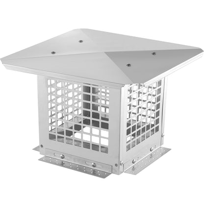 Chimney cap 228.6 x 228.6 mm, 304 stainless steel chimney cap, not easy to collapse &amp; practical accessories &amp; easy installation, fits mesh chimney cover outside clay smoke pipe, silver