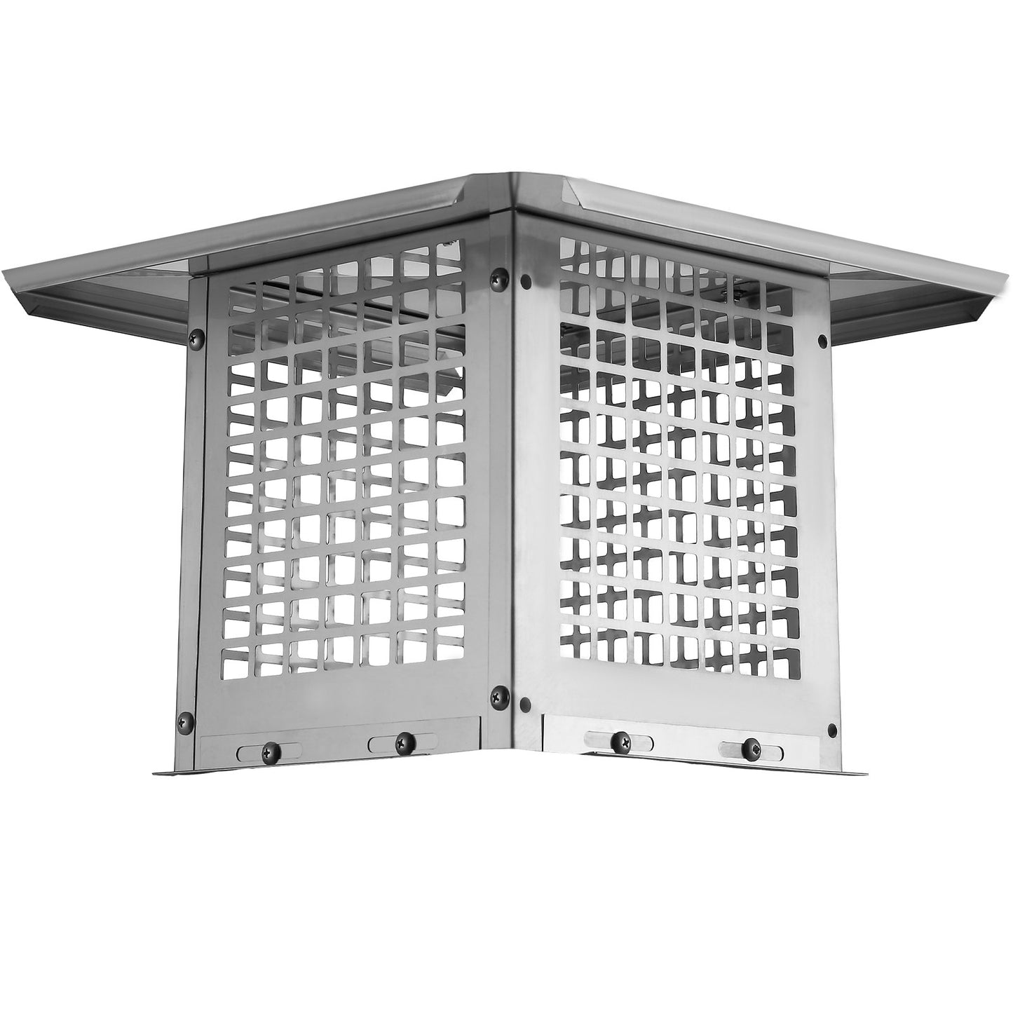 Chimney cap 228.6 x 228.6 mm, 304 stainless steel chimney cap, not easy to collapse &amp; practical accessories &amp; easy installation, fits mesh chimney cover outside clay smoke pipe, silver