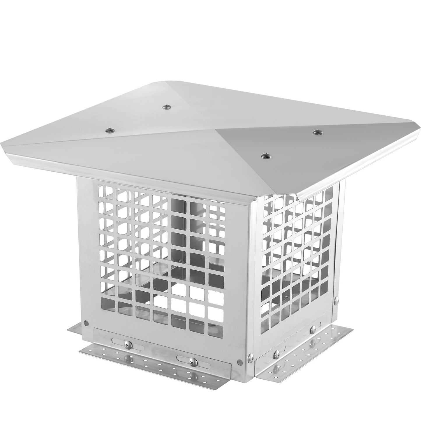 Chimney cap 228.6 x 228.6 mm, 304 stainless steel chimney cap, not easy to collapse &amp; practical accessories &amp; easy installation, fits mesh chimney cover outside clay smoke pipe, silver