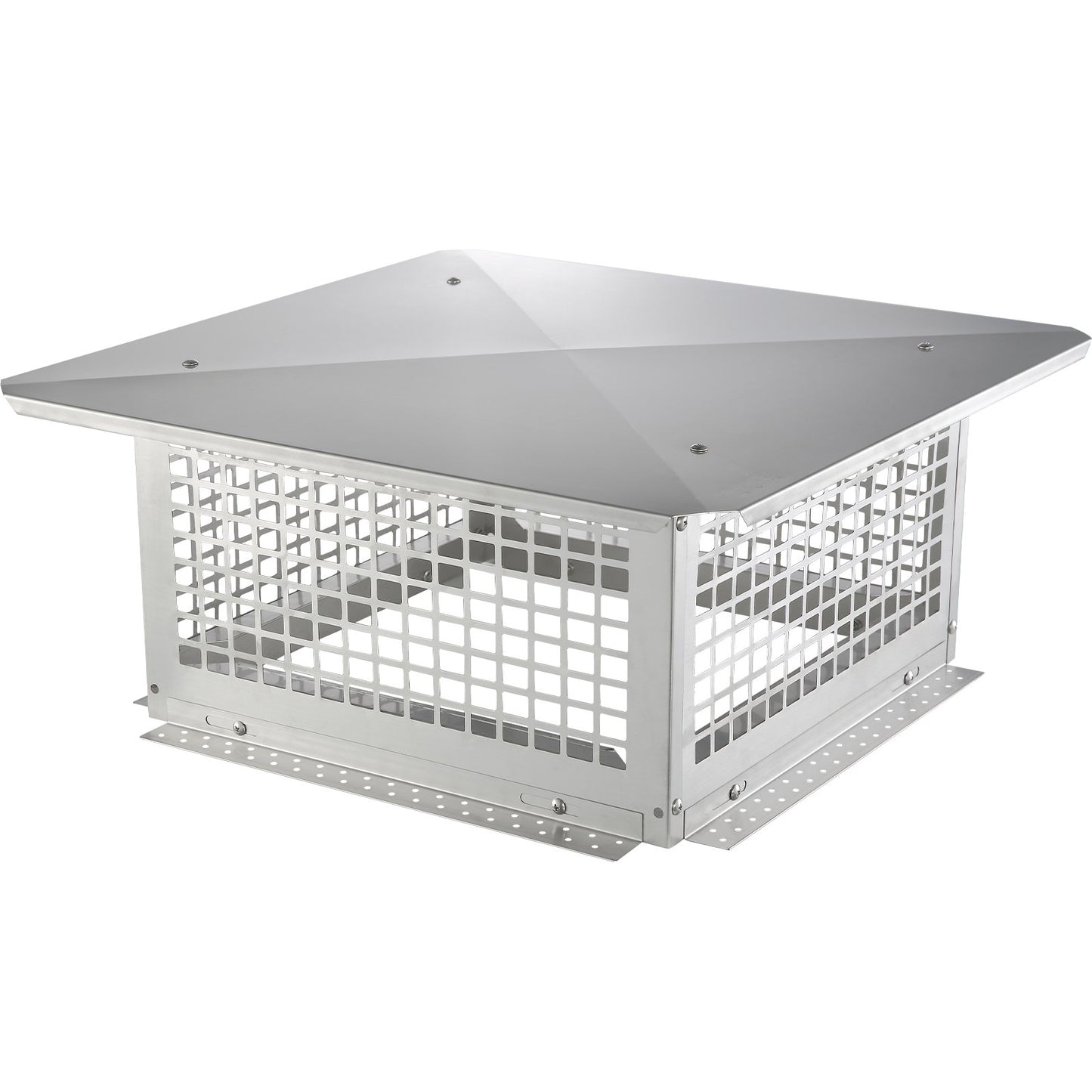 Chimney cap, 431.8x431.8 mm, 304 stainless steel chimney cap, not easy to collapse &amp; practical accessories &amp; easy installation, fits mesh chimney cover outside clay smoke pipe, silver