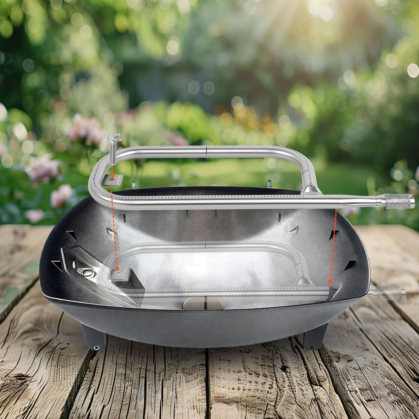 Grill Burner Tube for Weber Q100, Q120, Q1000, Q1200, Baby Q Gas Grills, 17 inch 304 Stainless Steel Tube Burner for Weber 516001, 516002, 50060001, Replacement Part 69957, 60040, 41657, 45657