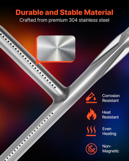 Grill Burner Tube for Weber Q200, Q220, Q2000, Q2200, Q2400, 20.5 inch 304 Stainless Steel Tube Burner for Weber 396000, 396001, 396002, 566002, 53060001, Replacement Part 60041, 69956, 41862