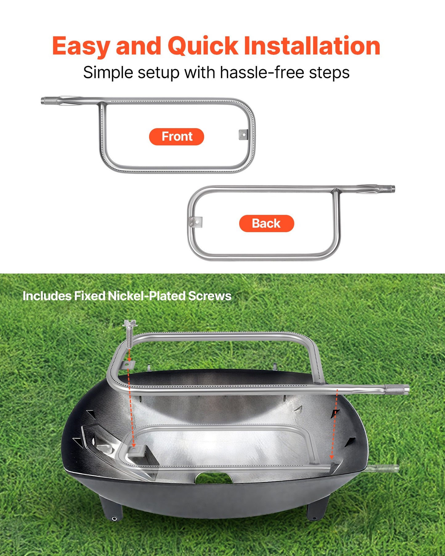 Grill Burner Tube for Weber Q200, Q220, Q2000, Q2200, Q2400, 20.5 inch 304 Stainless Steel Tube Burner for Weber 396000, 396001, 396002, 566002, 53060001, Replacement Part 60041, 69956, 41862