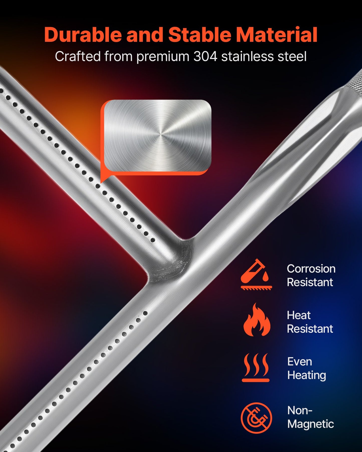 Grill Burner Tube for Weber Q3200, Q300 (2013 & earlier), Q320, Q3000 (2014 & newer), 23.75 inch 304 Stainless Steel Tube Burner for Weber 404341, 57060001, 586002, Replacement Part 60036, 80385