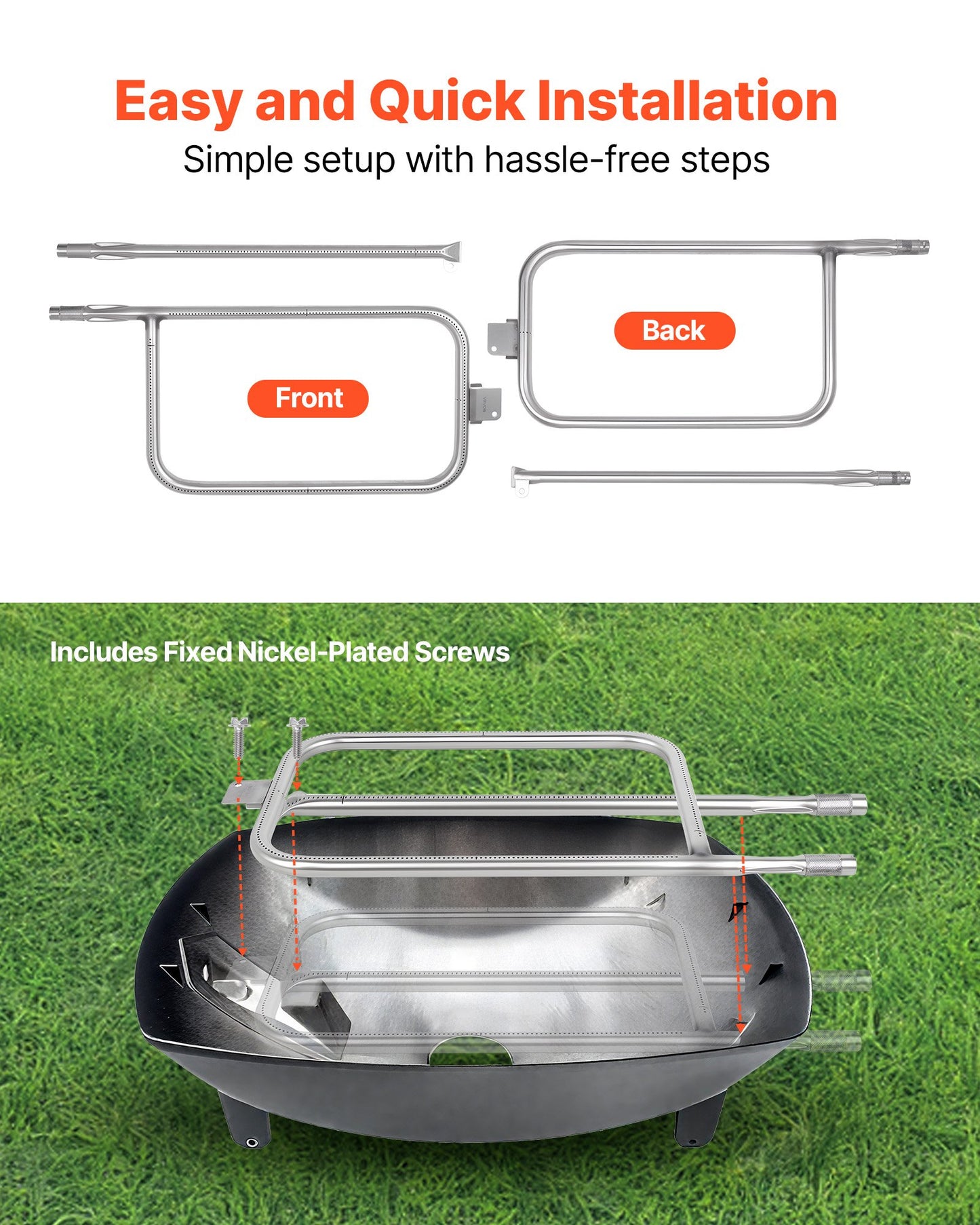 Grill Burner Tube for Weber Q3200, Q300 (2013 & earlier), Q320, Q3000 (2014 & newer), 23.75 inch 304 Stainless Steel Tube Burner for Weber 404341, 57060001, 586002, Replacement Part 60036, 80385