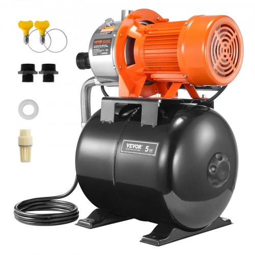 1.6 HP Shallow Well Pump with Pressure Tank, 1320 GPH, Automatic Irrigation Water Booster Pump with 30/50 PSI Pressure Switch for Home Garden Lawn, for Drinking Water Security