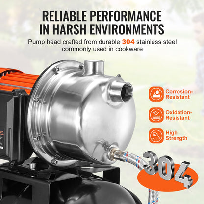 1HP Shallow Well Pump med trycktank 1000GPH bevattningsförstärkningspump