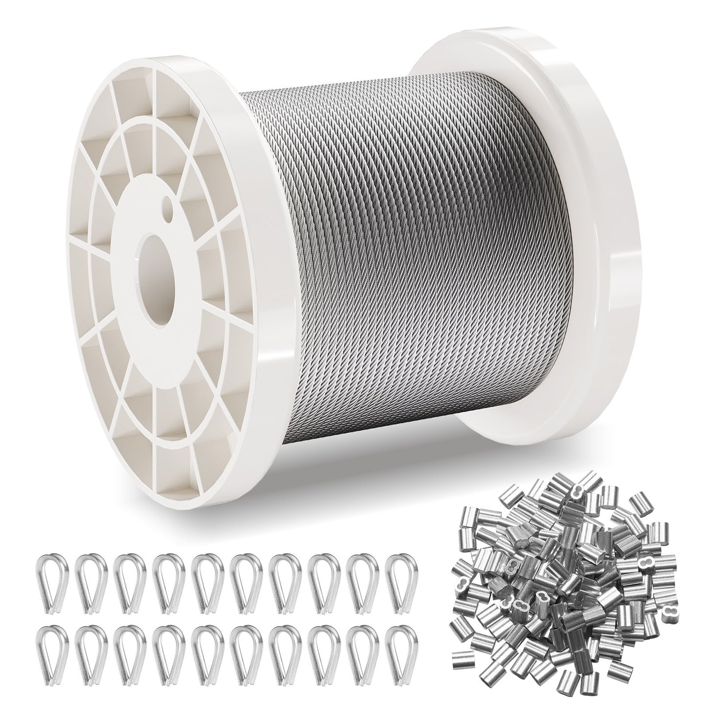 T304 kabel av rostfritt stål 1/16" 7x7 stålvajer 330 fot kabelräcke