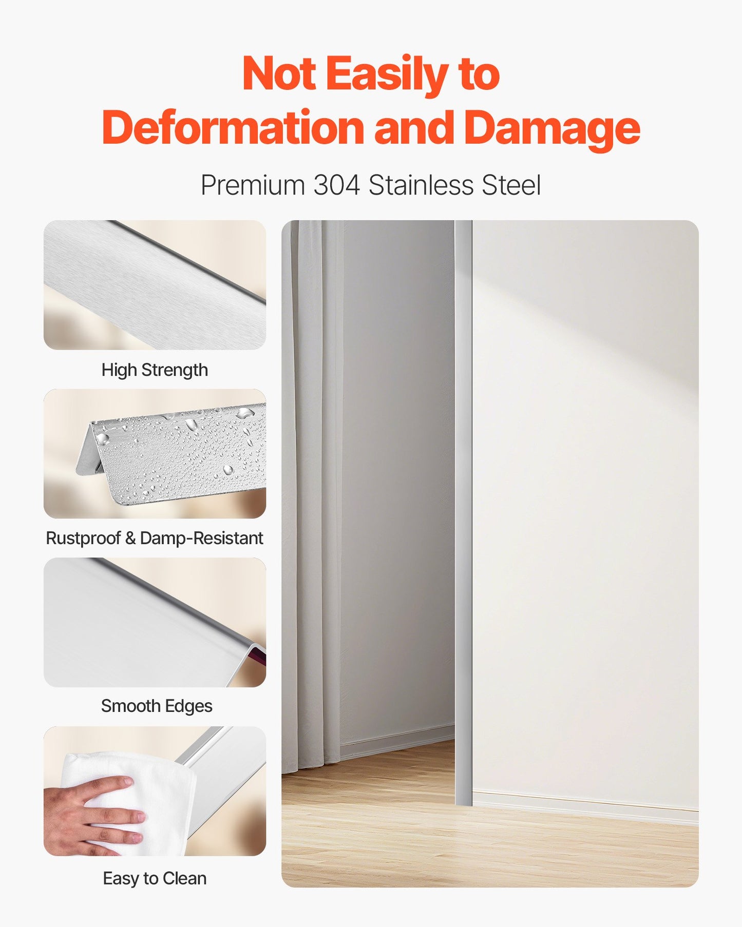 Stainless Steel Wall Corner Protector, 1.5 x 1.5 x 48 inch, 10 Pack Metal Corner Guards, 304 Stainless Steel Edge Trim 90-Degree Angle for Home,Office,Commercial Wall Protection, with 3m Tape
