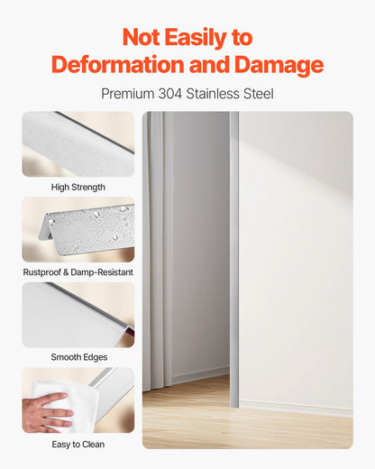 Stainless Steel Wall Corner Protector, 1.5 x 1.5 x 48 inch, 10 Pack Metal Corner Guards, 304 Stainless Steel Edge Trim 90-Degree Angle for Home,Office,Commercial Wall Protection, with 3m Tape