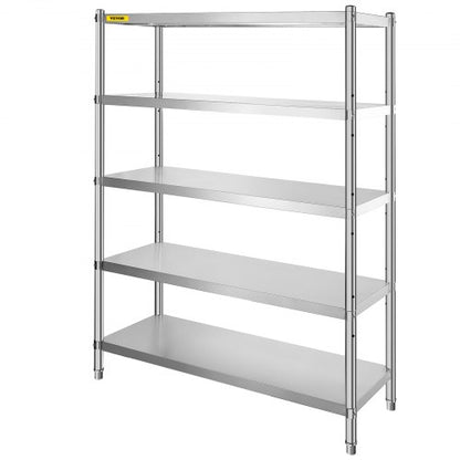 Stainless Steel Shelves 48x18.5 Inch 5 Tier Adjustable Shelf Storage Unit Stainless Steel Rack Shelving Heavy Duty Shelving for Kitchen Commercial Office Garage Storage 330lb Per Shelf