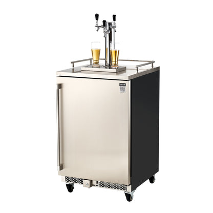Beer Kegerator, Triple Tap Commercial Draft Beer Dispenser for D system, Full Size Keg Refrigerator with 5lbs CO2 Tank, Hold 3 Sixth / 2 Slim / 3 Ball lock keg, 160L