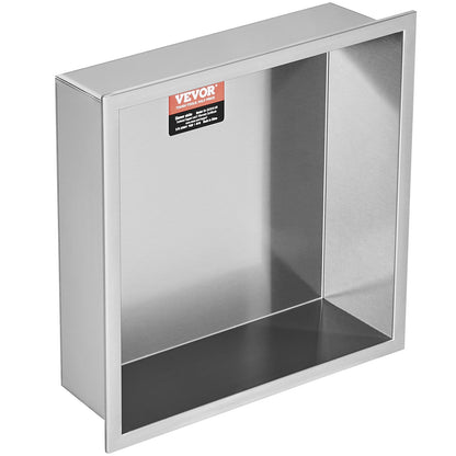13"x13" No Tile Shower Niche 304 Stainless Steel, Wall-Inserted Niche Recessed Double Shelves, Sealed Waterproof Rust-Resistant Modern Niche for Shower Bathroom Soap Storage, Silver
