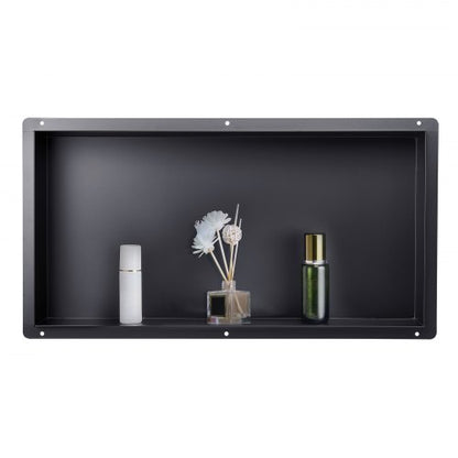 Shower Niche, 13 x 25 x 4 inch Frameless Recessed Wall Niche, Heavy-duty Stainless Steel Modern Shampoo Storage Organizer, Sealed Waterproof, Durable & Easy to Install, Black for Bathroom