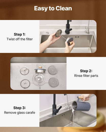 French Press Coffee Maker, 34 Ounce 1 Liter Stainless Steel Coffee Press Tea Maker with Filter, Large Double Wall Insulated French Presses Cold Brew for Camping Travel Home Kitchen, Black