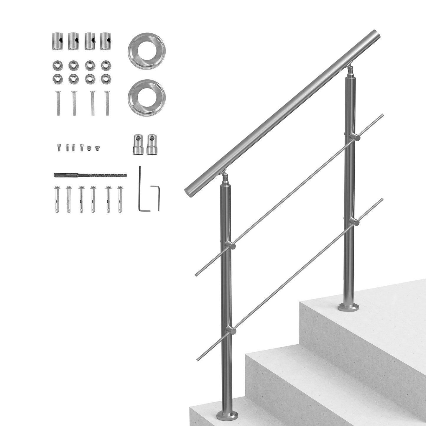 39,4 tum ledstänger för utomhustrappa 2 tvärbalkar Trappa för verandadäck