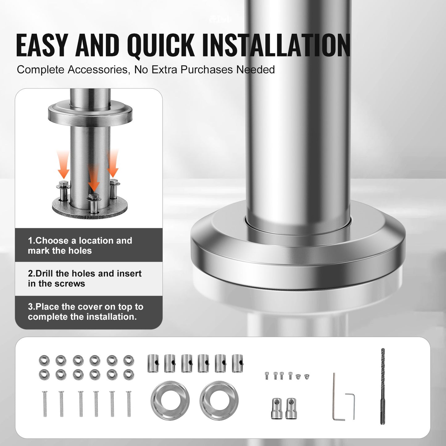 47,2 Zoll Handläufe für Außentreppen 3 Querstangen Treppe für Veranda Deck
