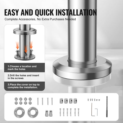 47,2 Zoll Handläufe für Außentreppen, 2 Querstangen, Treppen für Verandadeck
