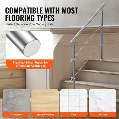 47,2 Zoll Handläufe für Außentreppen, 2 Querstangen, Treppen für Verandadeck