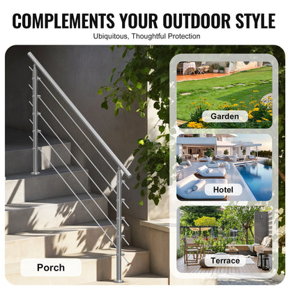 59in Handrails for Outdoor Stairs 5 Crossbars Stairs for Porch Deck