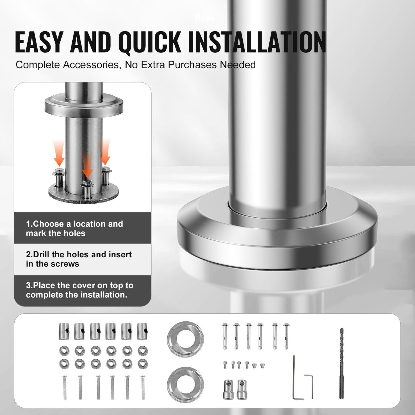 59in ledstänger för utomhustrappa 3 tvärstänger Trappa för verandadäck