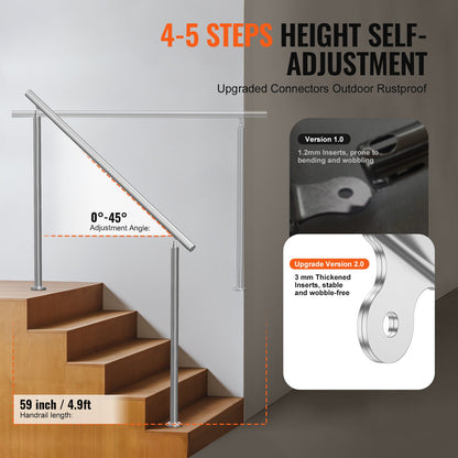 59 Zoll/150 cm Handläufe für Außentreppen Treppe für Senioren Veranda Deck