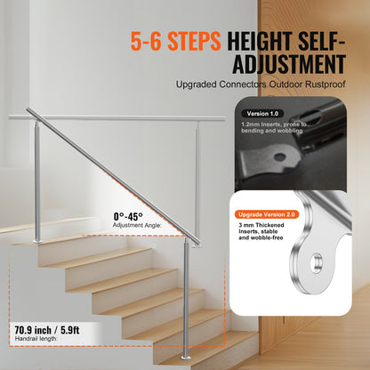 70.9 inch/180 cm handrails for outdoor stairs staircase Seniors porch deck