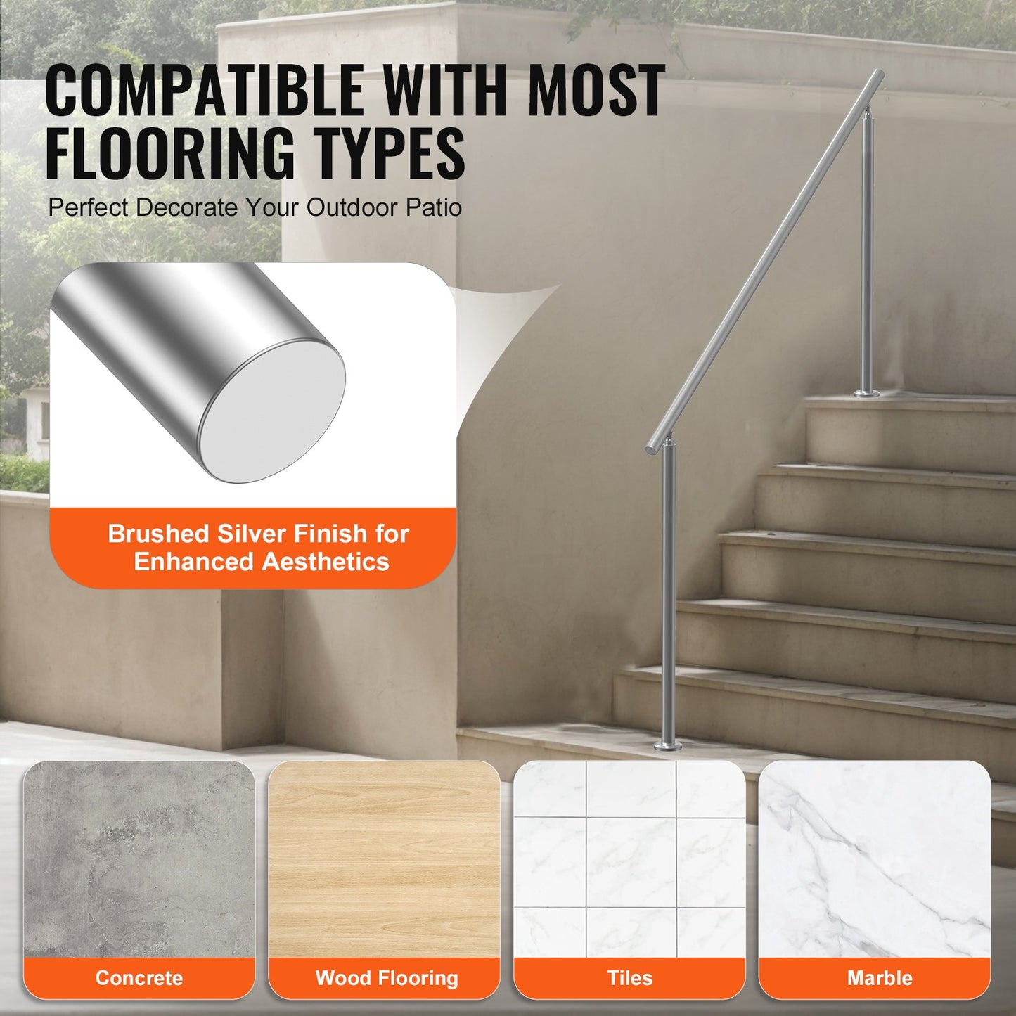 70.9 inch/180 cm handrails for outdoor stairs staircase Seniors porch deck