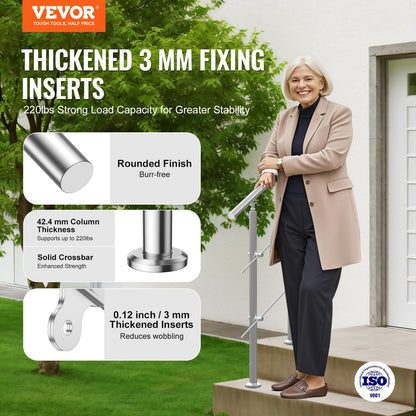 31,5 Zoll Außentreppenhandläufe 2 Querstangen Treppen für Veranda Deck