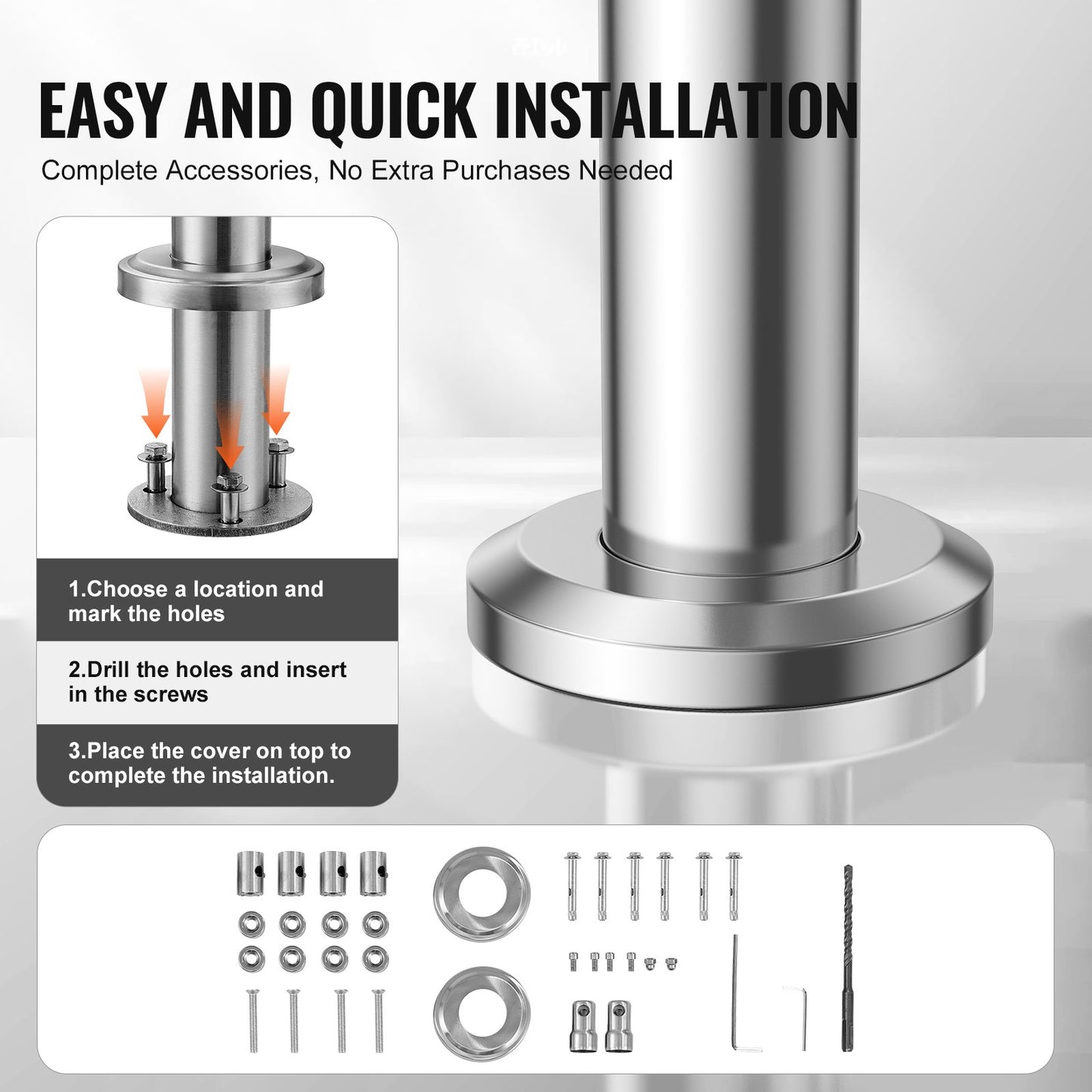 31,5 Zoll Außentreppenhandläufe 2 Querstangen Treppen für Veranda Deck
