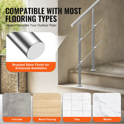 31,5 Zoll Außentreppenhandläufe 2 Querstangen Treppen für Veranda Deck