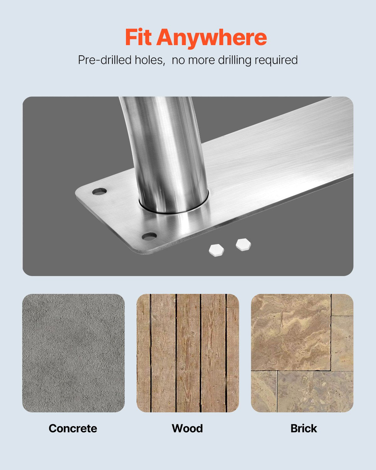 Pool handrail, 30" x 30" pool stair rail, 2 stainless steel pool stair treads with 375 pound load capacity, pool rail with quick-mount base plate and complete mounting hardware