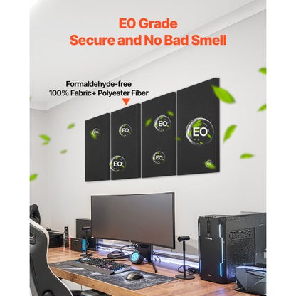 4 Akustik-Wandpaneele 5 cm stark 63 x 28 cm selbstklebend schwarz | EU