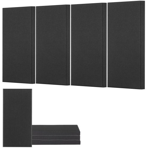 4 Akustik-Wandpaneele 5 cm stark 63 x 28 cm selbstklebend schwarz | EU